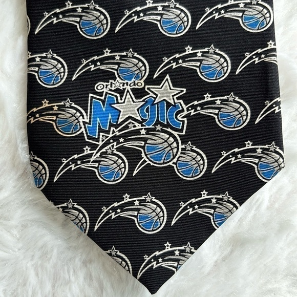 Ralph Marlin Orlando Magic Mens Neck Tie Black Logo All Over Silk 57” - Picture 2 of 9